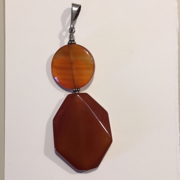 Silver and Amber Crystal Pendant - Picture 2 of 5